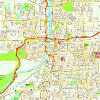 Grand Rapids map. Eps Illustrator Vector City Maps USA America | Order ...